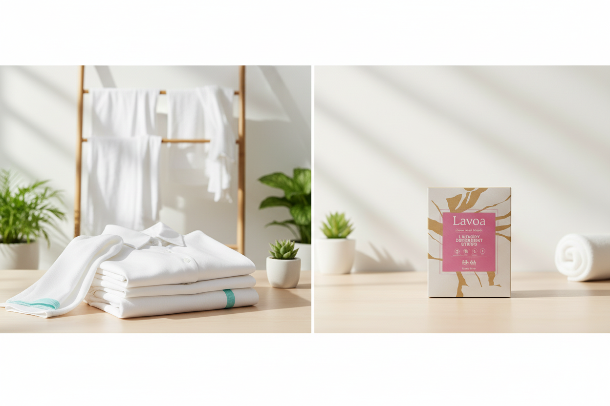 Editorial Split Banner met Lavoa Product